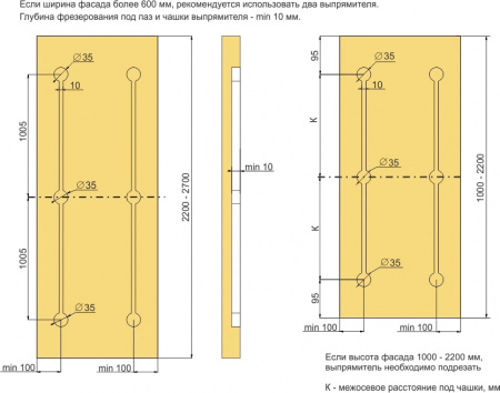 Выпрямитель фасада врезной 1000-2700мм, белый, AQ