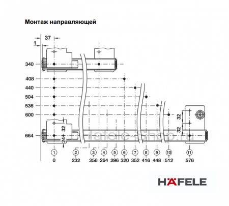 Фурнитура для поворотно-выдвижных дверей EXL664 мм