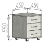 Тумба 3 ящика Т01 Винтерберг 450х450х550