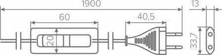 Кабель с выключателем L-1900 белый
